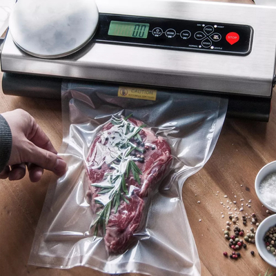 Confezione da 2 rotoli di sacchetti sottovuoto goffrati in nylon senza BPA per la conservazione degli alimenti
