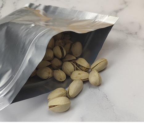 Foglio di alluminio argentato Salva cibo Mylar Buste con chiusura lampo richiudibili metalliche
